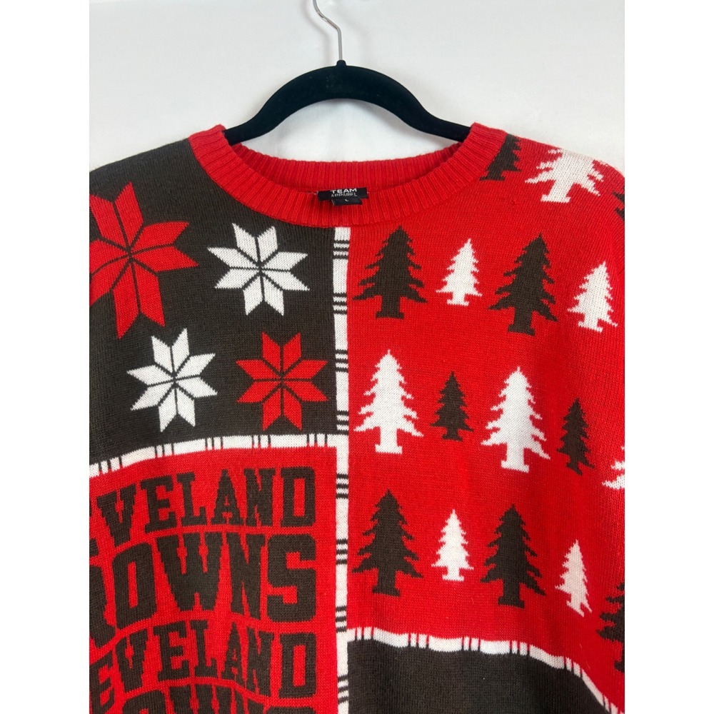 NFL Cleveland Browns Ugly Christmas Sweater Team Apparel Red Brown Mens Large